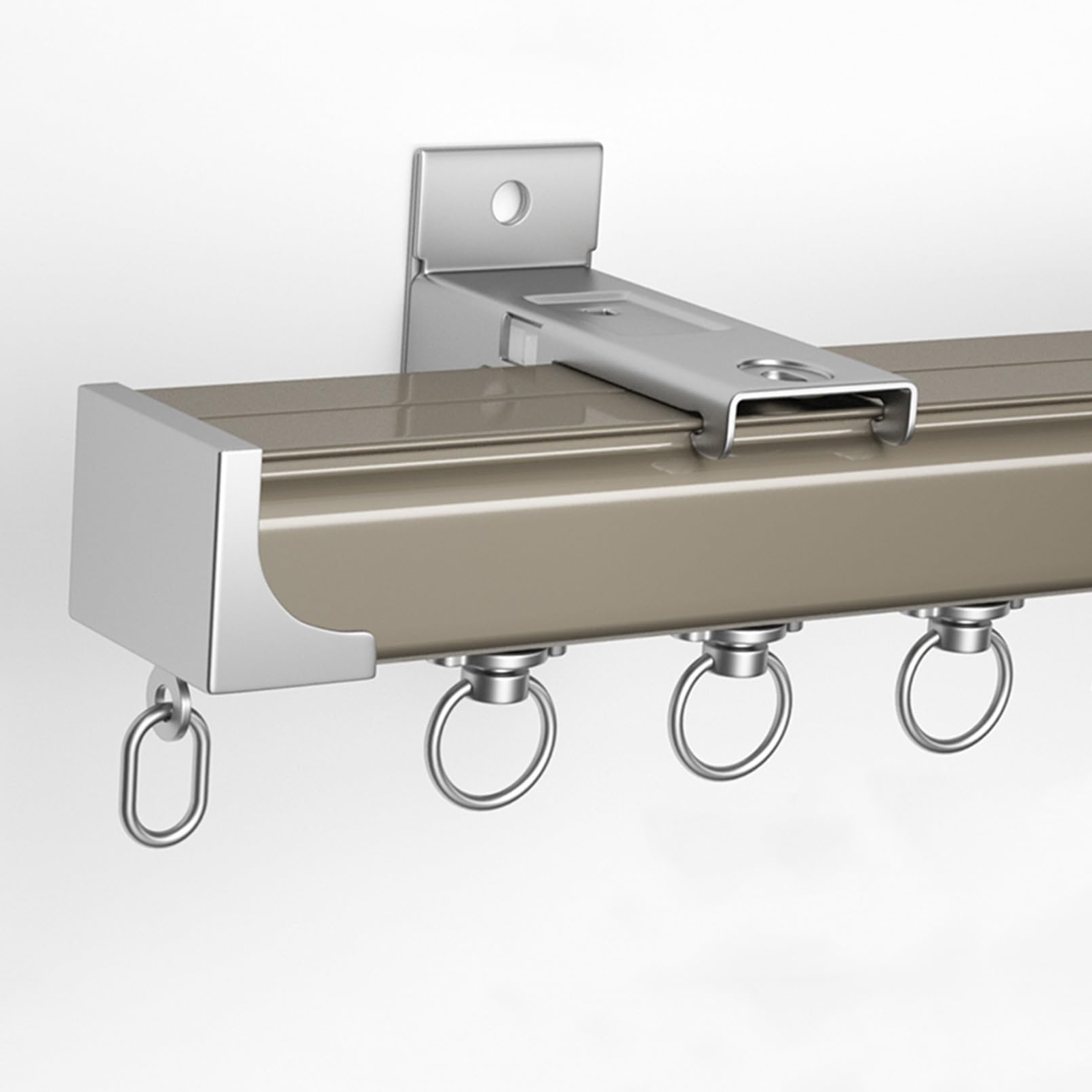 Rail De Rideau 1m-6m Tringle À Rideaux À Montage Au Plafond Ou Au Mur Rail Pour Rideaux Séparateur De Pièces Robuste, Aluminium(Champagne-Wall,4.2m(3 * 1.4m))
