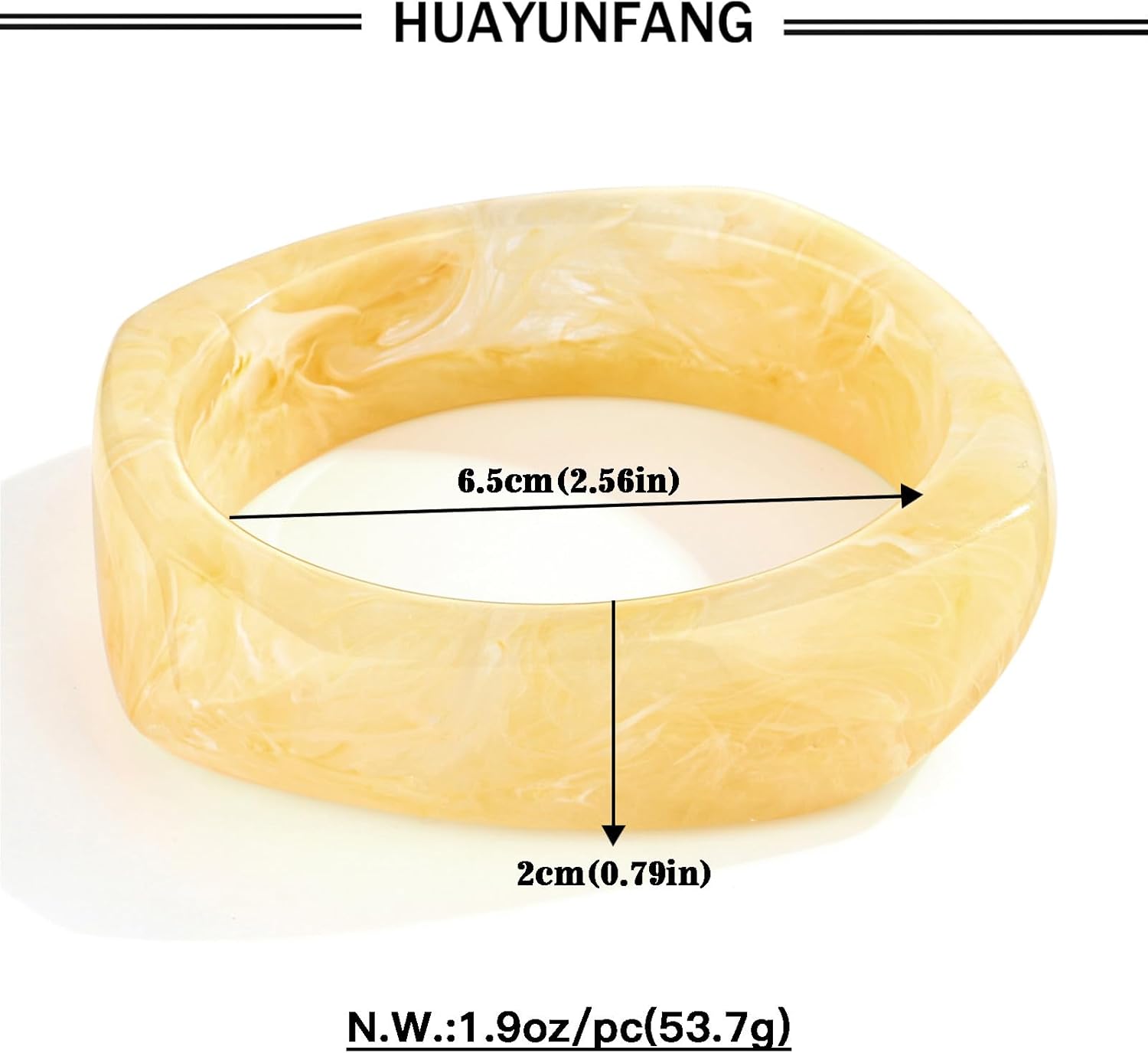 Light Yellow Acrylic Bangles Bracelets For Women Irregular Geometric Minimalist Acetate Plate Mottled Chunky Cuff Bracelet Arm Bangle Jewelry For Women - Image 7