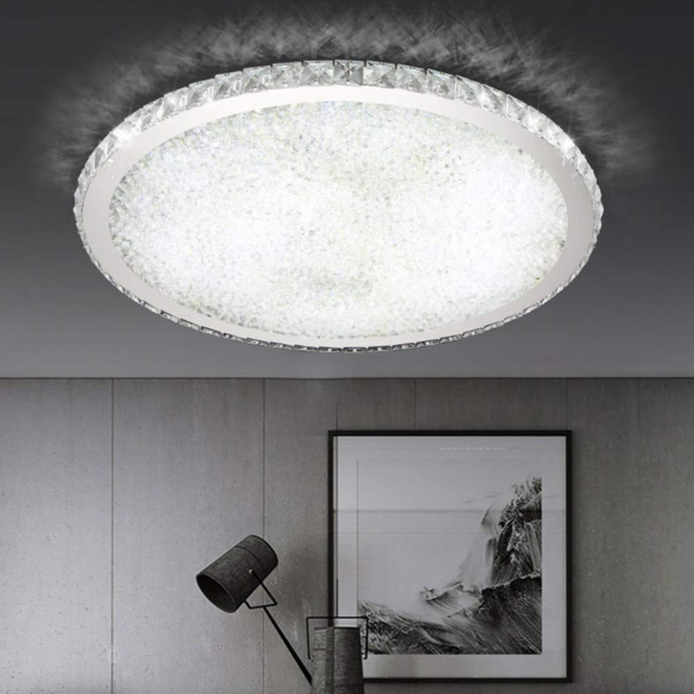 Lámpara de techo empotrada Moderna de lujo, accesorio de iluminación de Metal para comedor, Sala de estar, dormitorio, pasillo, Luz LED Redonda de Cristal Blanco A, diámetro de 42