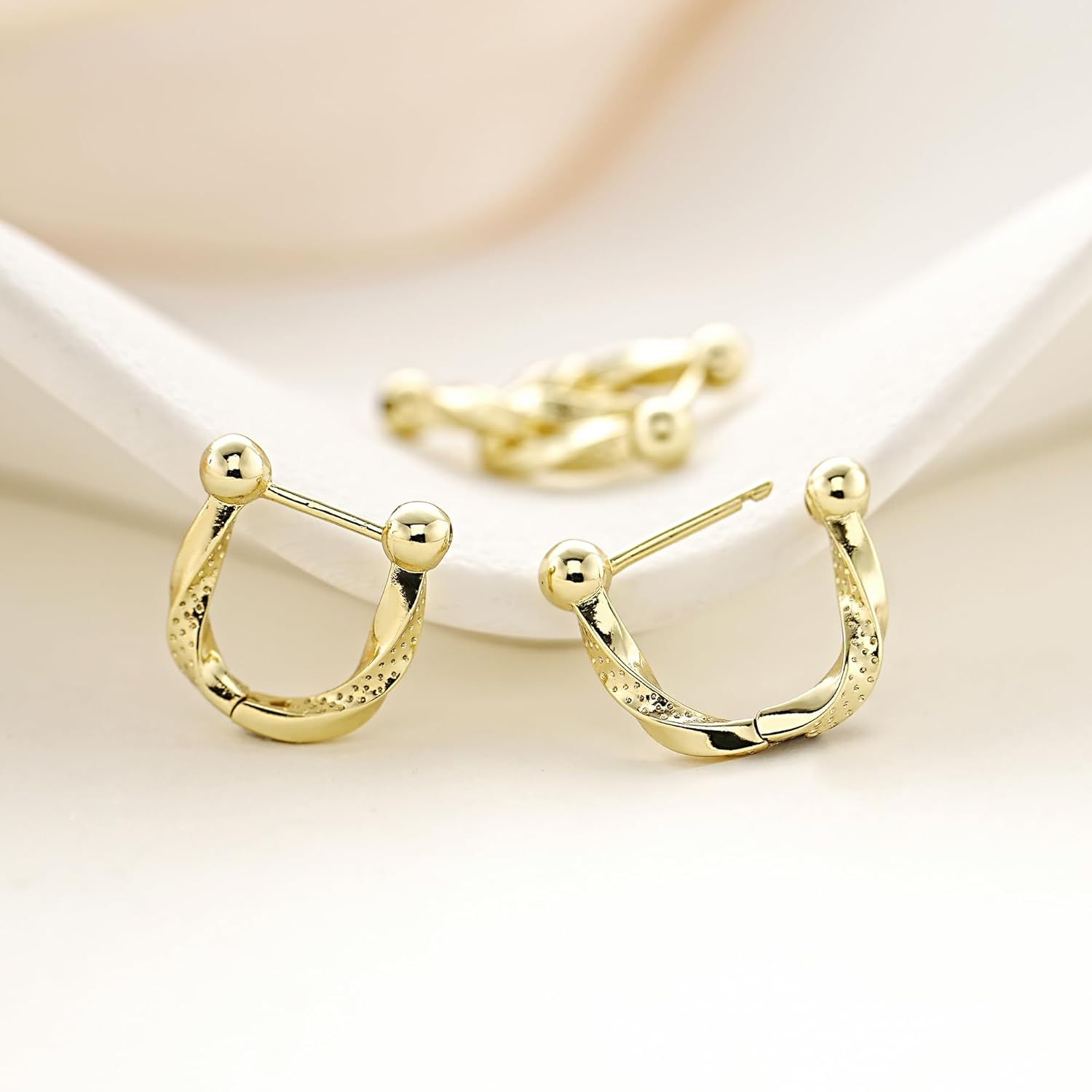 14K Gold Plated Convertible Paperclip Link Huggie Hoop Earrings for Women Small &Medium Chunky Hoop U Dangle Earrings Trendy Cubic Zirconia Drop Dangle Earring Girlfriend Birthday Jewelry Gift - Image 7