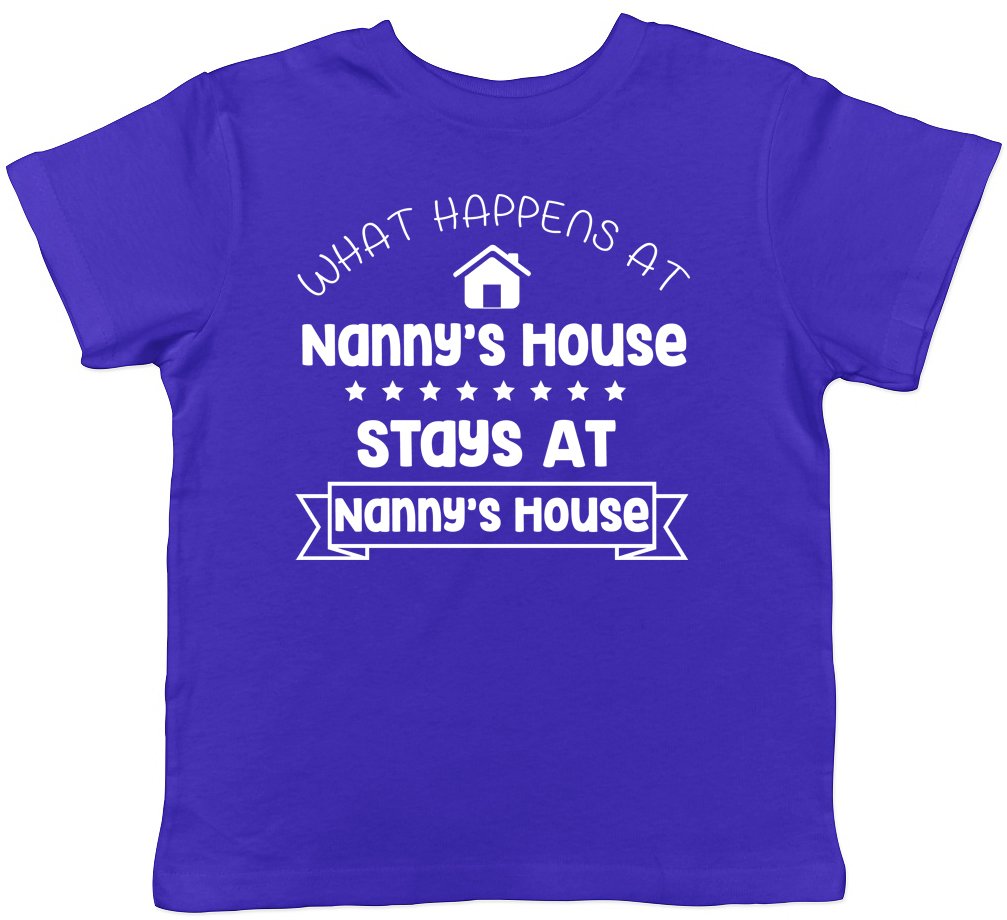 Shopagift Boys Blue What Happens At Nanny's House Stays At Nanny's House Childrens Kids Short Sleeve T-Shirt