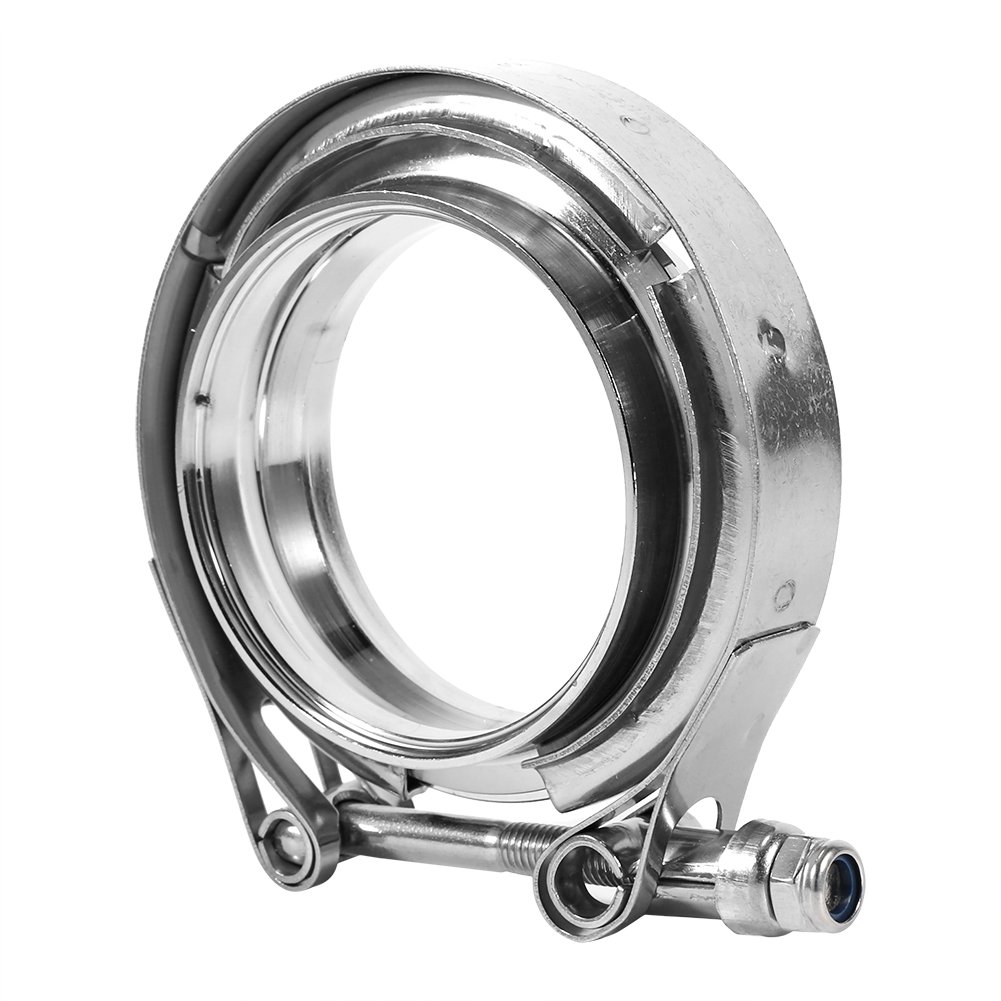 Morsetto a V, morsetto di scarico con banda a V 3 pollici con kit di 2 flange, morsetto a bullone con banda a V in acciaio inossidabile per tubo di scarico turbo