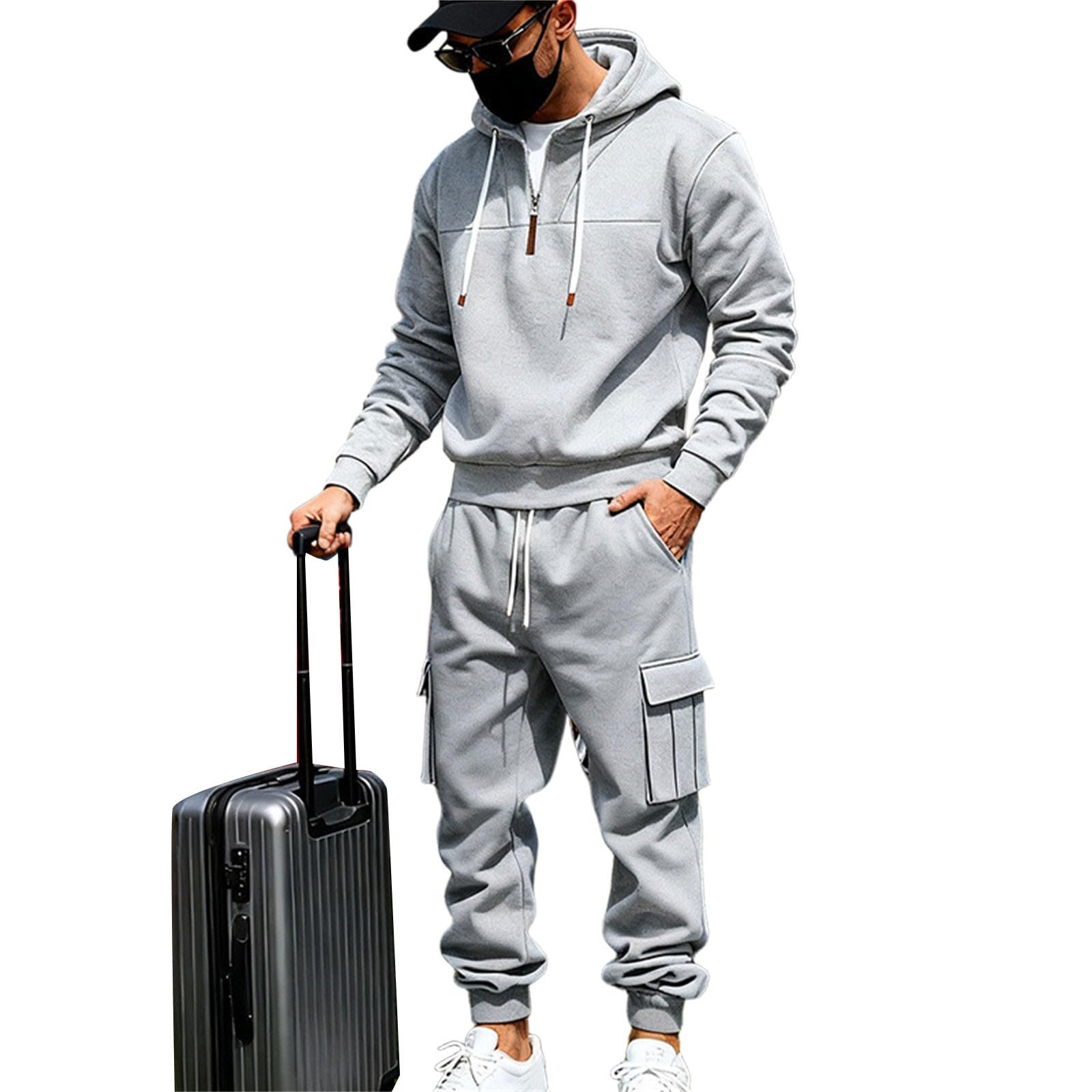 Co Ord - Chándal con media cremallera para hombre, con forro polar