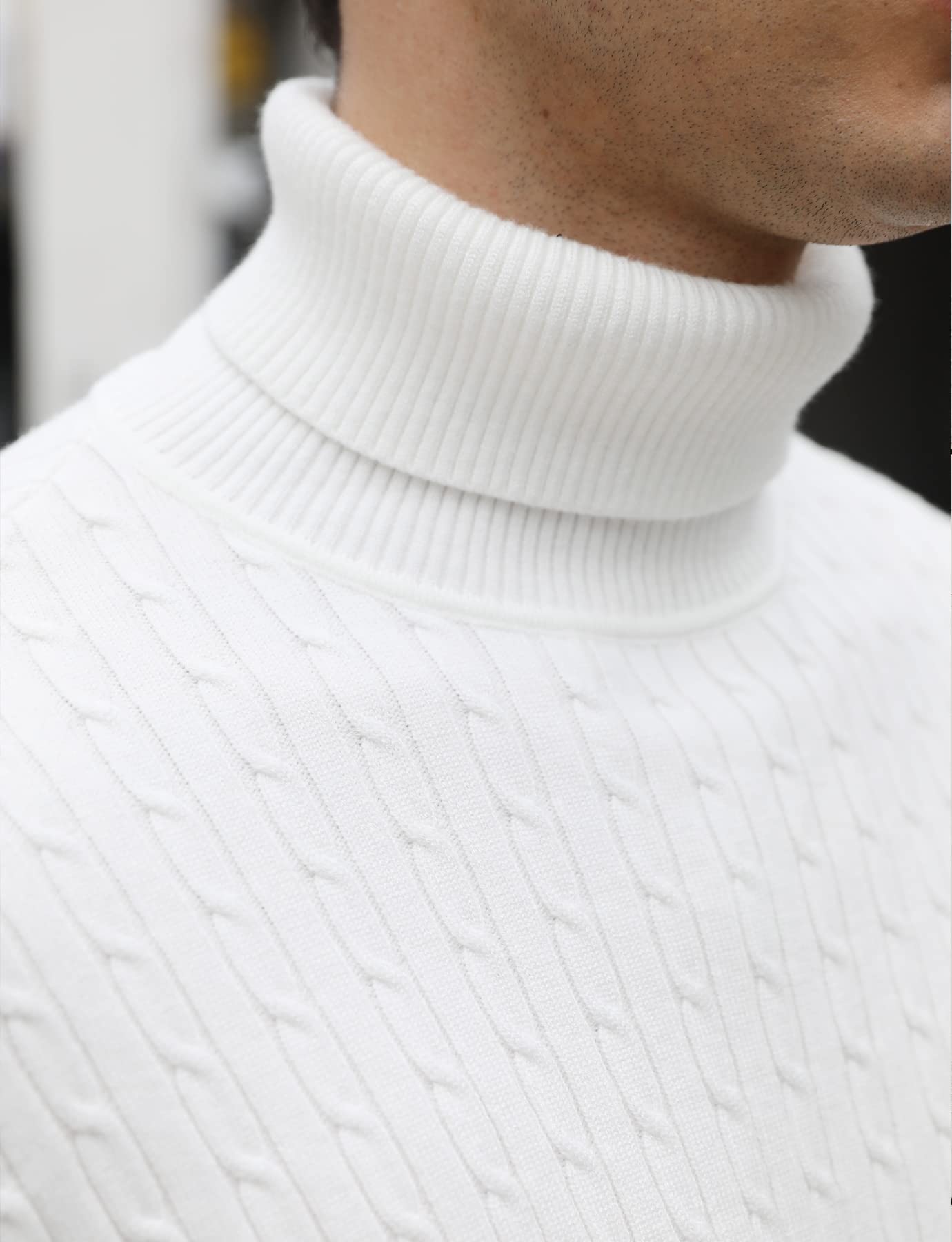 AIDEAONE Maglione Dolcevita da Uomo Maglione Casual a Costine Slim Fit a Maglia Collo Alto Pullover Dolcevita