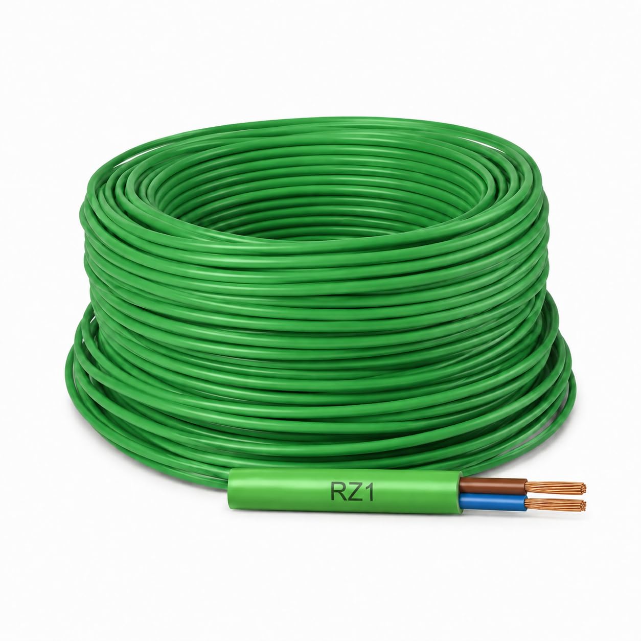 Cable RZ1-K 2x1.5mm ² (AS) 0.6/1kV 25m - Manguera RZ1-K Libre de Halógenos Exterior Verde - Instalación Eléctrica Interior Exterior