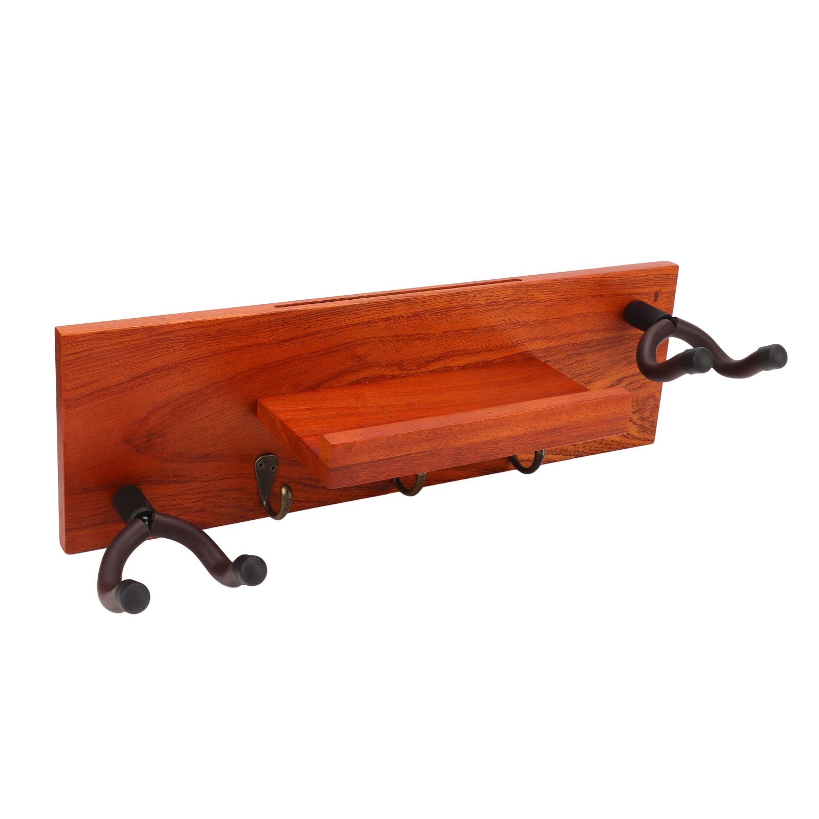 Soporte de pared para guitarra |Estante multifunción 4 en 1 para guitarras acústicas/eléctricas/clásicas |Perchero con estructura de hierro y madera maciza con acolchado de