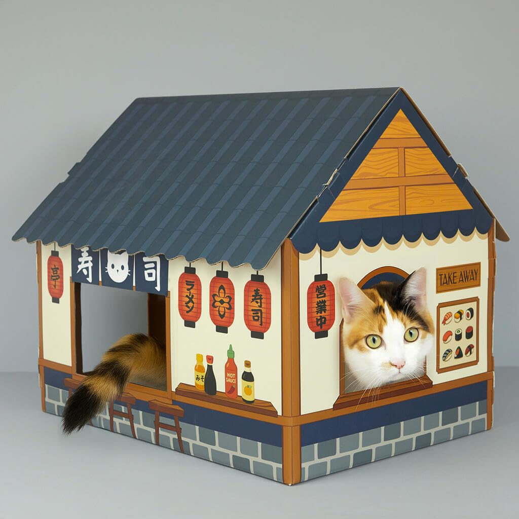 Balvi Casa para Gatos & Rascador Sushi Bar Un rascador con inspiración Japonesa Cartón