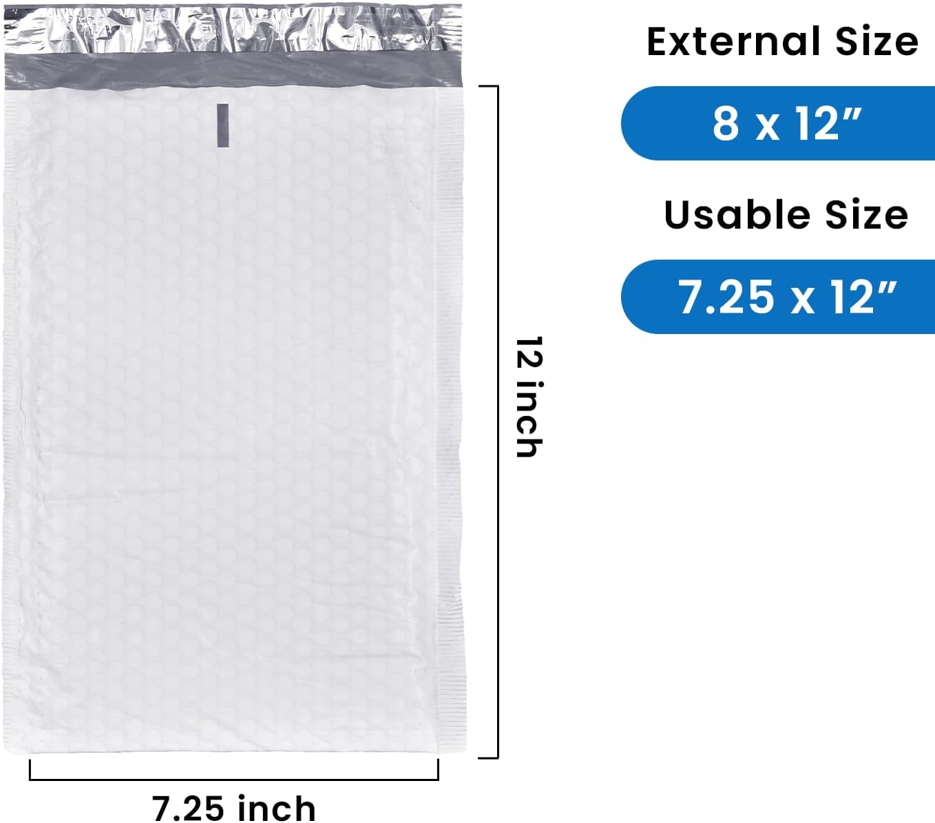 SMART MATTER Poly Bubble Mailer 7.25x12" (Usable Size) | 100 Pcs White Bubble Mailers | Opaque Design, Water Resistant, Self Seal, Durable Bubble Packaging Envelopes for Small Business, Online Sellers
