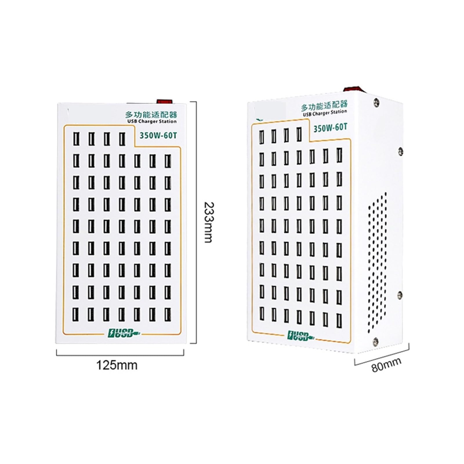 Caricatore USB C, Adattatore multifunzione 60T-350W Alimentatore interfaccia USB a 60 porte Caricatore USB con ricarica a corrente rapida intelligente Carica rapida, Veloce, Efficiente e Versatile
