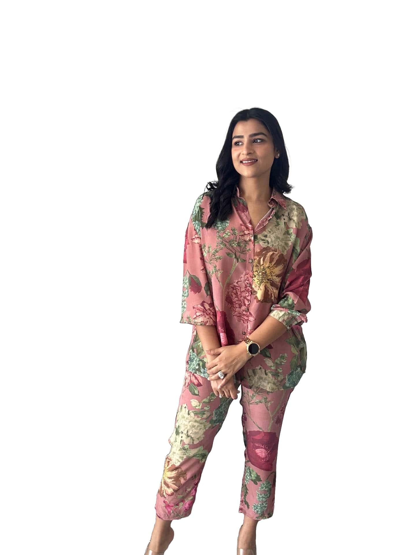 Lookmark Women's Kurta Set With Floral Print And Cotton Blend Fabric With Pant (Az-Lm-Og-Ks2150-Xxl) Pink