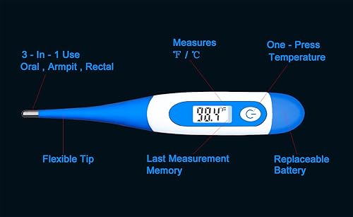 Miniatura 3 de Termómetro oral, termómetro digital para fiebre (A, paquete de 4)