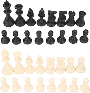 Juego de piezas de ajedrez internacional de 32 piezas Juego de reemplazo de plástico Figuras de ajedrez Torneo estándar Tablero de juego de ajedrez Juguetes de juego Ajedrez Negro blanco con pelusa
