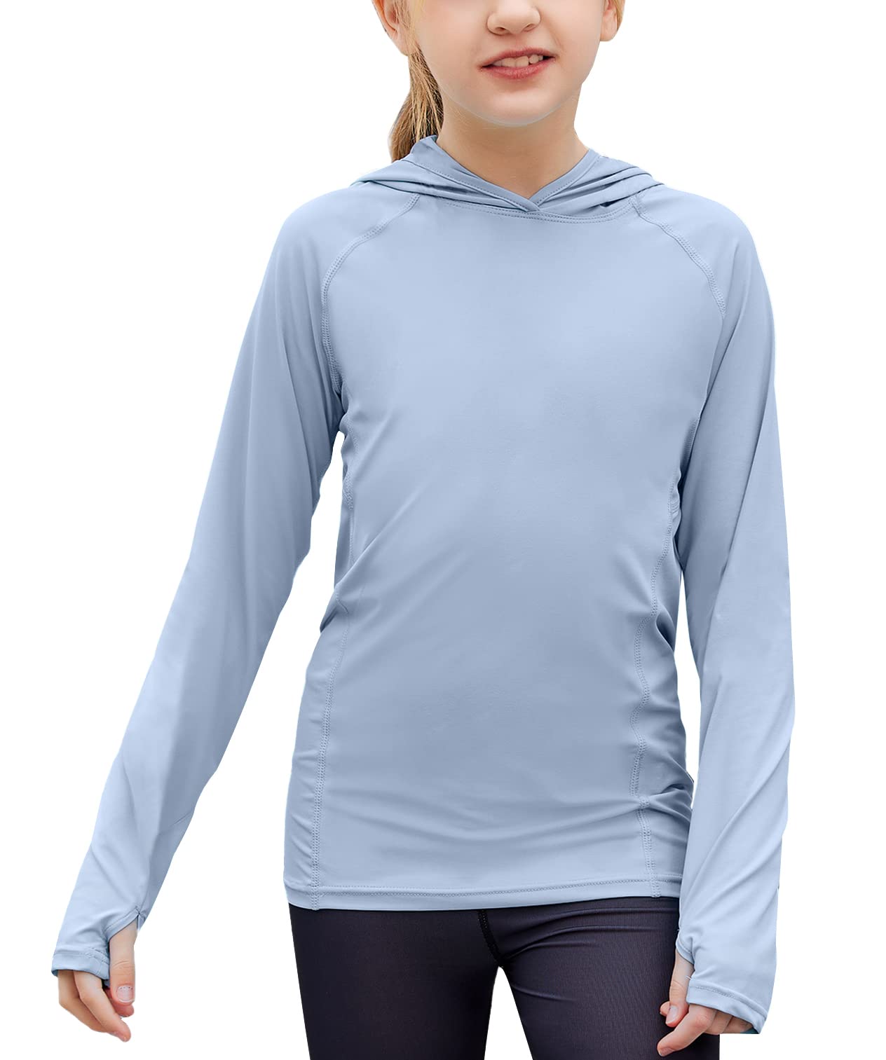 Kids UPF 50+ Sun Shirt Girls UV Protection Long Sleeve Athletic Hoodies