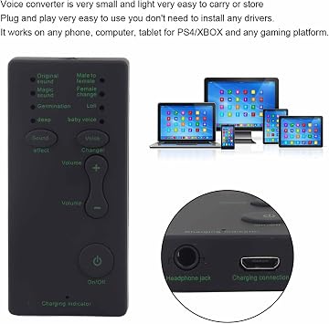 Voice Changer Disguiser, Mini Gaming Live Sound Card,Portable Sound Card Broadcast // One for Mobile Phone Computer Laptop Mini Voice Changer Device
