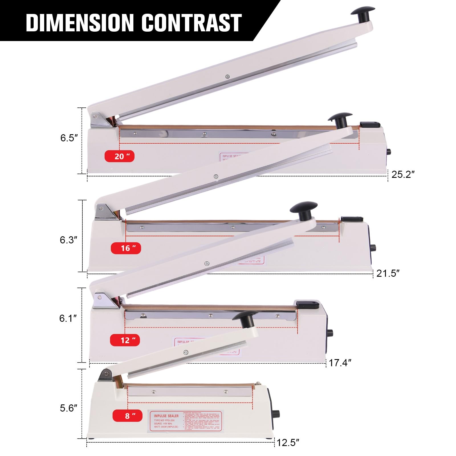 SYAMZZMS Commercial Impulse Sealer 20 Inch – Industrial-Grade Heat Sealer with 3mm Wide Seal Strip, Reinforced Aluminum Body – Designed for Bulk Sealing & Packaging Lines