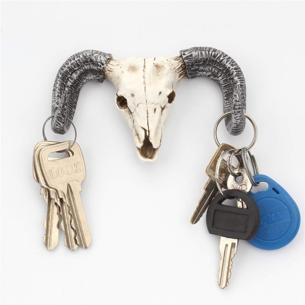 OnefunTech Ox Horn Skull Wall Hook,Creativity Vintage Polyresin Horn Wall  Hanger Hooks for Clothes Hat Scarf Key Horns Hanger Rack Halloween