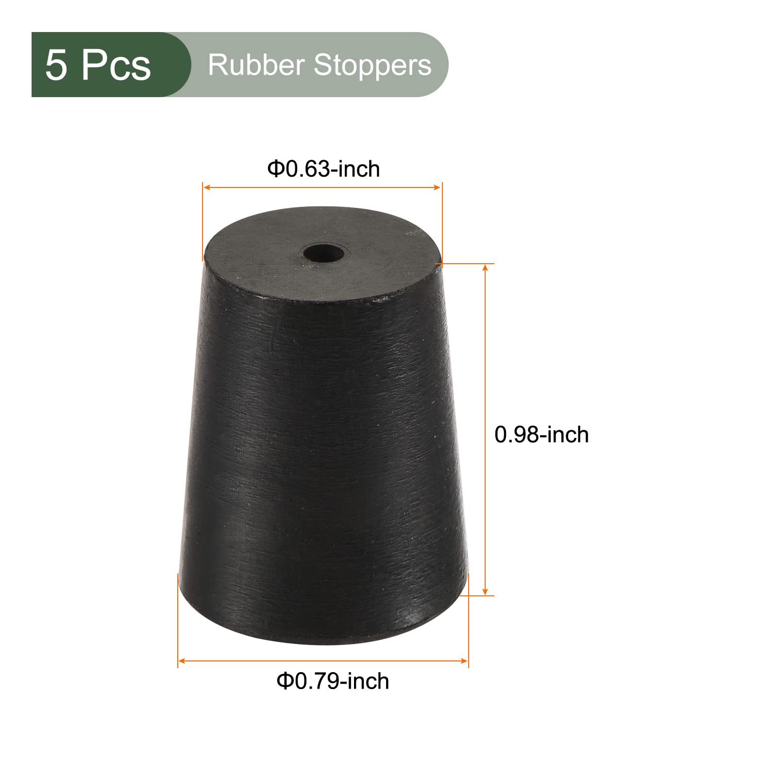 YOKIVE 5Pcs Rubber Stoppers with Hole, Tapered Plugs with High-temperature Resistance | Protect Hole, Great for Lab Industry (Black, 16mm to 20mm) - Image 2