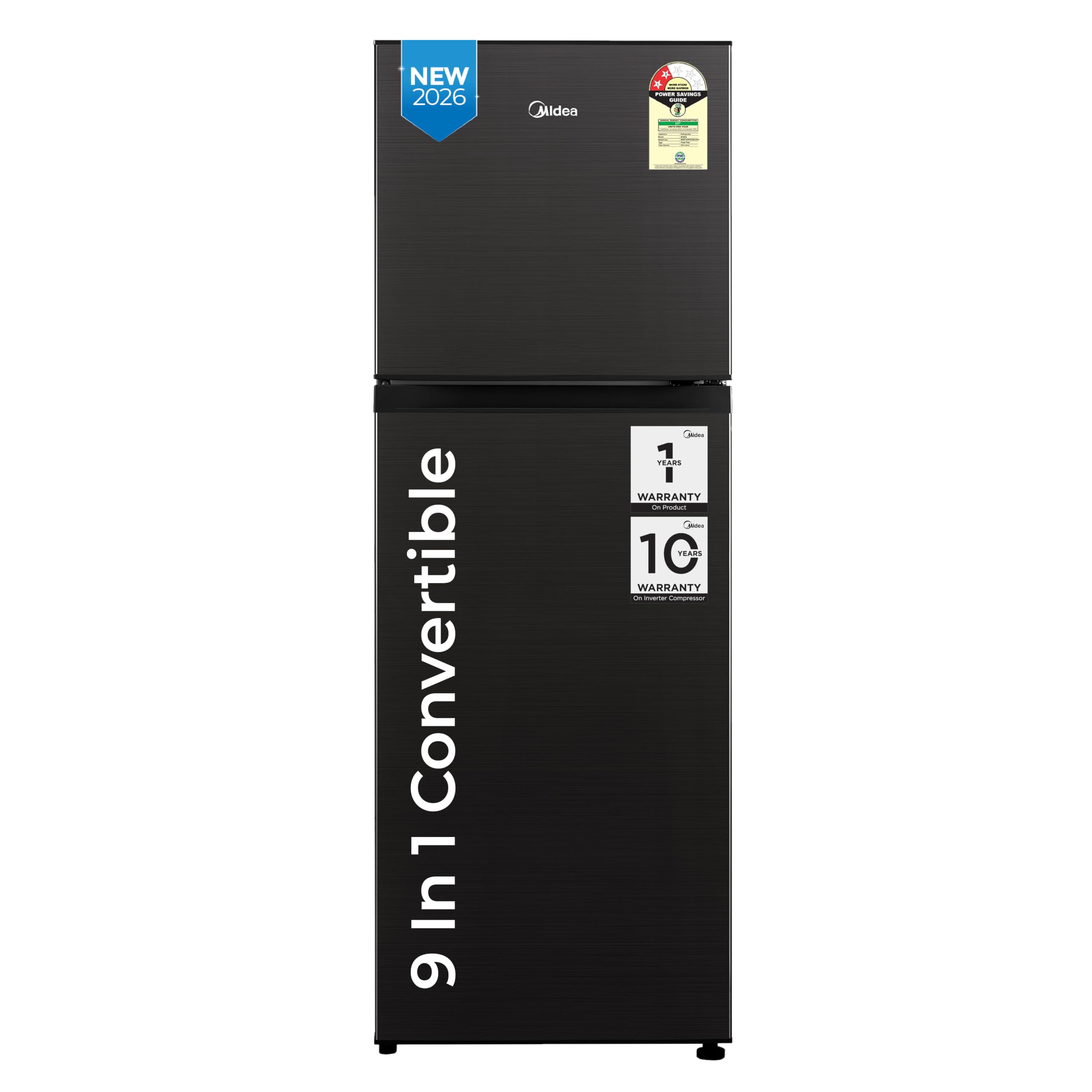 Midea 233L 2 Star Convertible 9-In-1 Inverter Compressor Frost Free Double Door Refrigerator with Multi Air Flow, Smart⁺ Cooling (MDRT359FGI28IN, Active C Fresh Deodorizer, Jazz Black, New 2026)-image-43