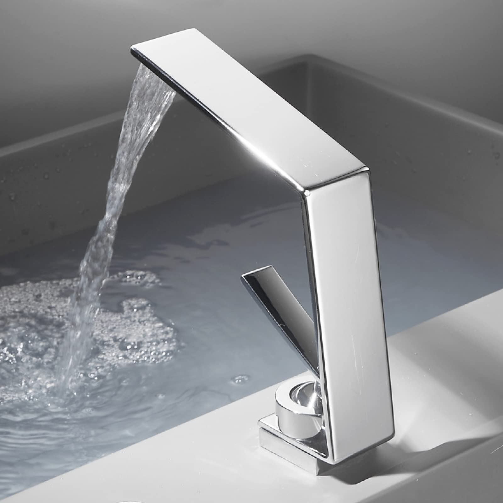 Robinets cascade pour lavabo de salle de bain, robinets de lavabo mitigeur chaud et froid à levier unique, robinet de lavabo de salle de bain monotrou à poignée unique, blanc Interesting life