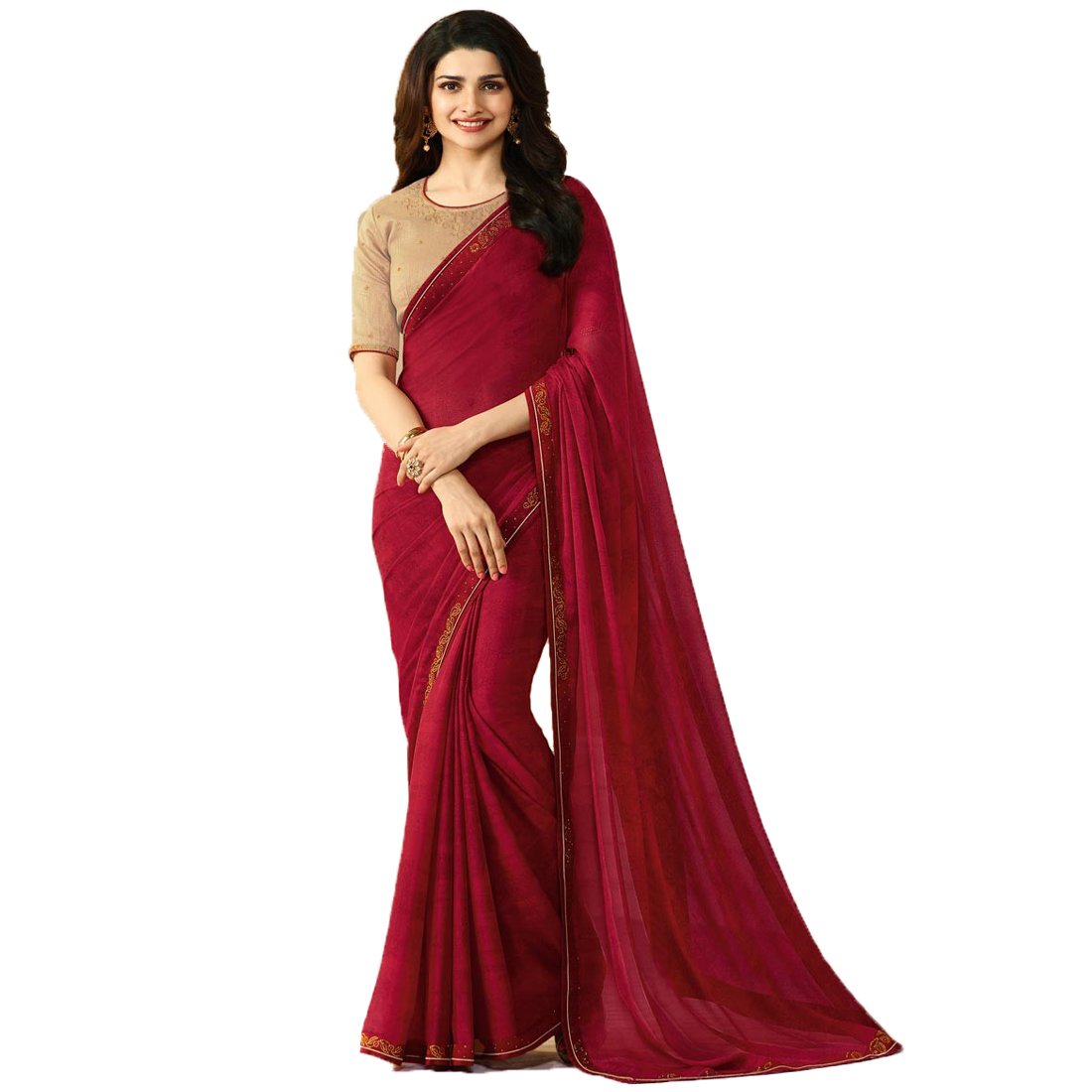 Veentus Women's Georgette Silk Printed Saree with unstitched Blouse Piece