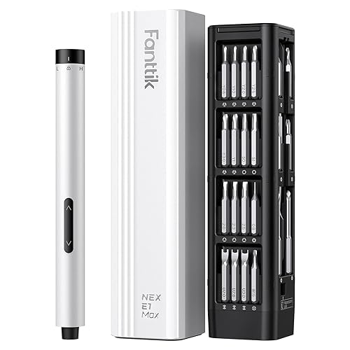 Fanttik E1 Max 3.7V Electric Screwdriver, Mini Precision Screwdriver Set, 50 Magnetic Bits, Magnetic Storage, 5/32‘’Hex, Repair Tool Kit for Electronics Phone Camera Laptop Watch (White) - White