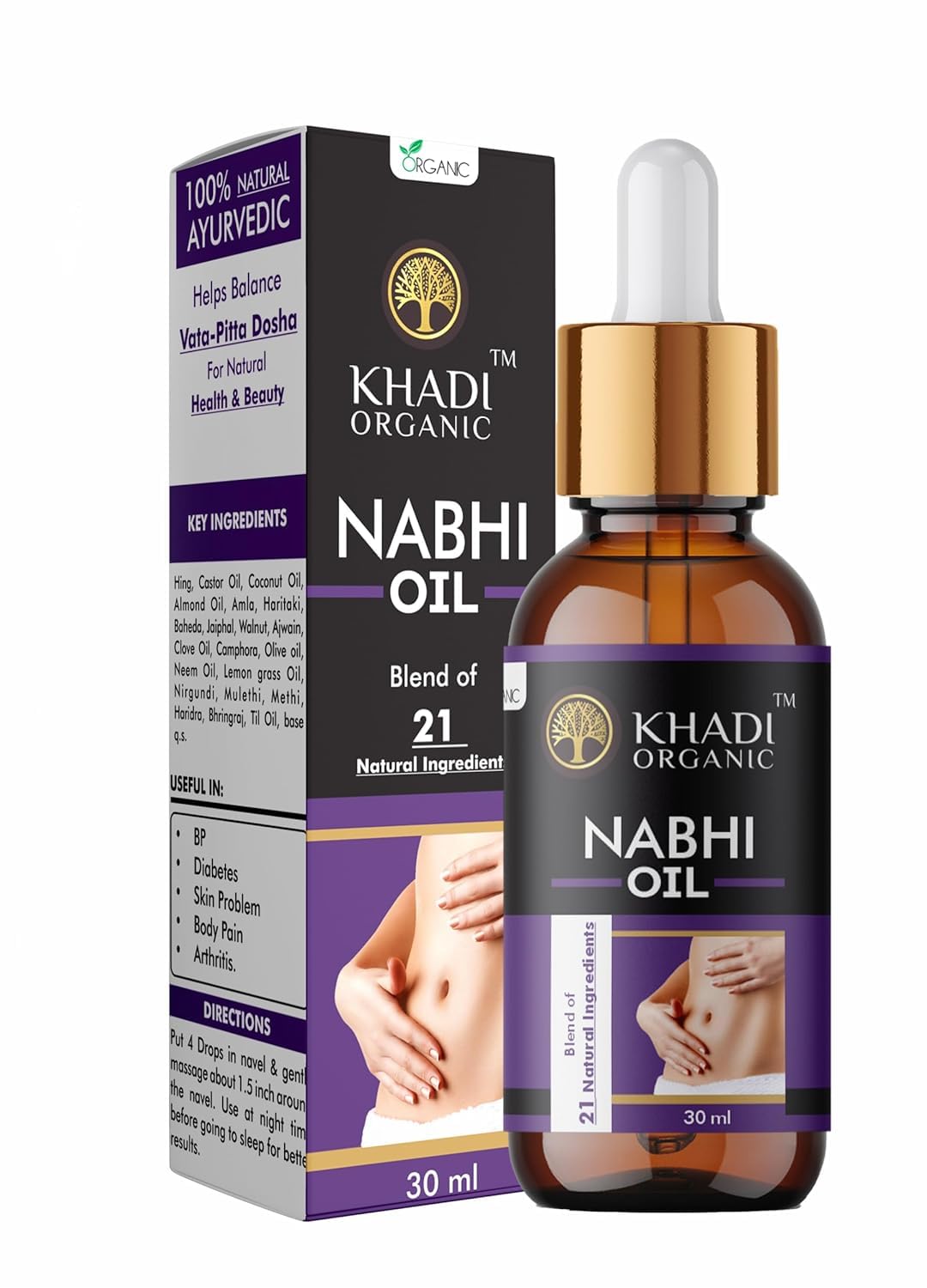 Khadi Organic Nabhi Oil - Belly Button Oil for Joint Pain Relief (30ml) | Cold Pressed Oil for Managing Knee, Back, & Bodyache | Contains Castor Oil, Olive Oil (Nabhi Oil) (B0D2NVJH11) Amazon Price History, Amazon Price Tracker