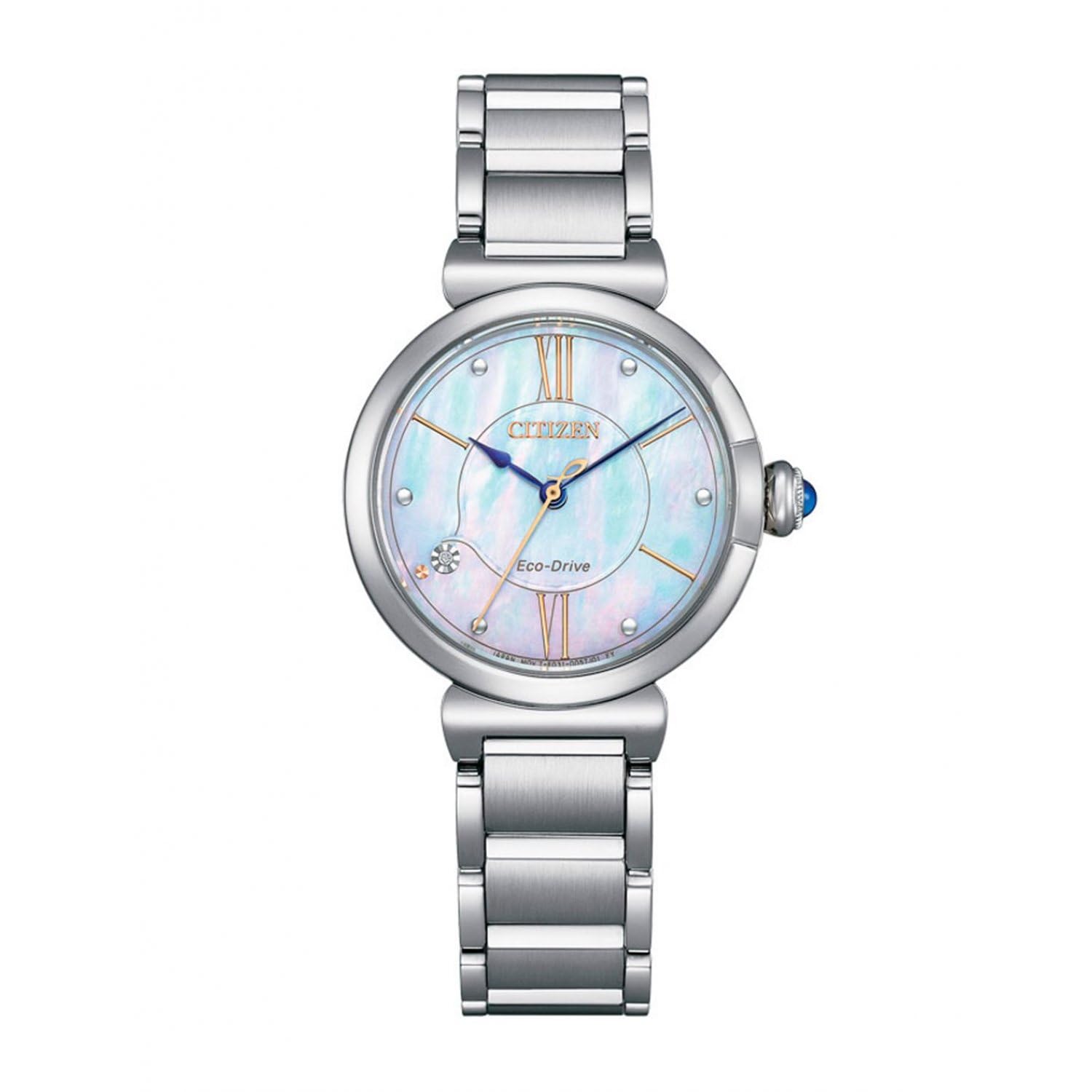 Citizen Damenuhr Edelstahl, Perlmutt Weiß, 29 mm, EM1070-83D | Analog Quartz | Saphirglas | 5 bar Wasserdicht | 180 Tage Gangreserve | Edelstahlband