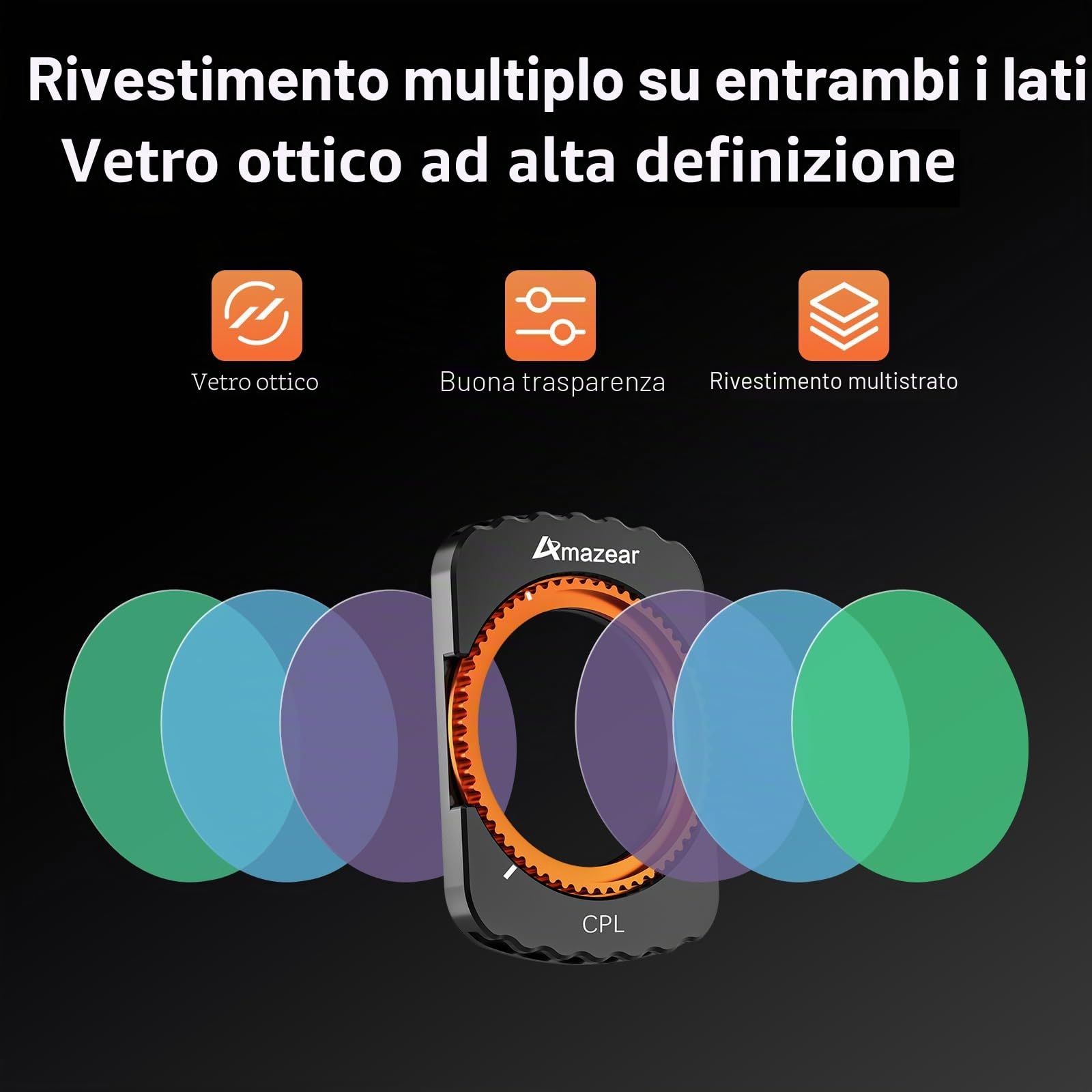 Kit di filtri ND AMAZEAR per accessori DJI Osmo Pocket 4/3 (1/4 Black Mist/CPL / ND16 / ND64 / ND256) Kit di filtri per vlog di viaggio per DJI Pocket 4/3