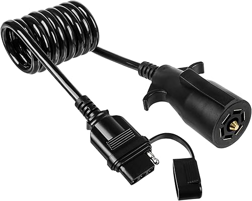 Adaptador de remolque de 7 pines a 4 pines, extensión de cable para remolque, adaptador de remolque de 7 pines redondos a 4 pines planos, adaptador