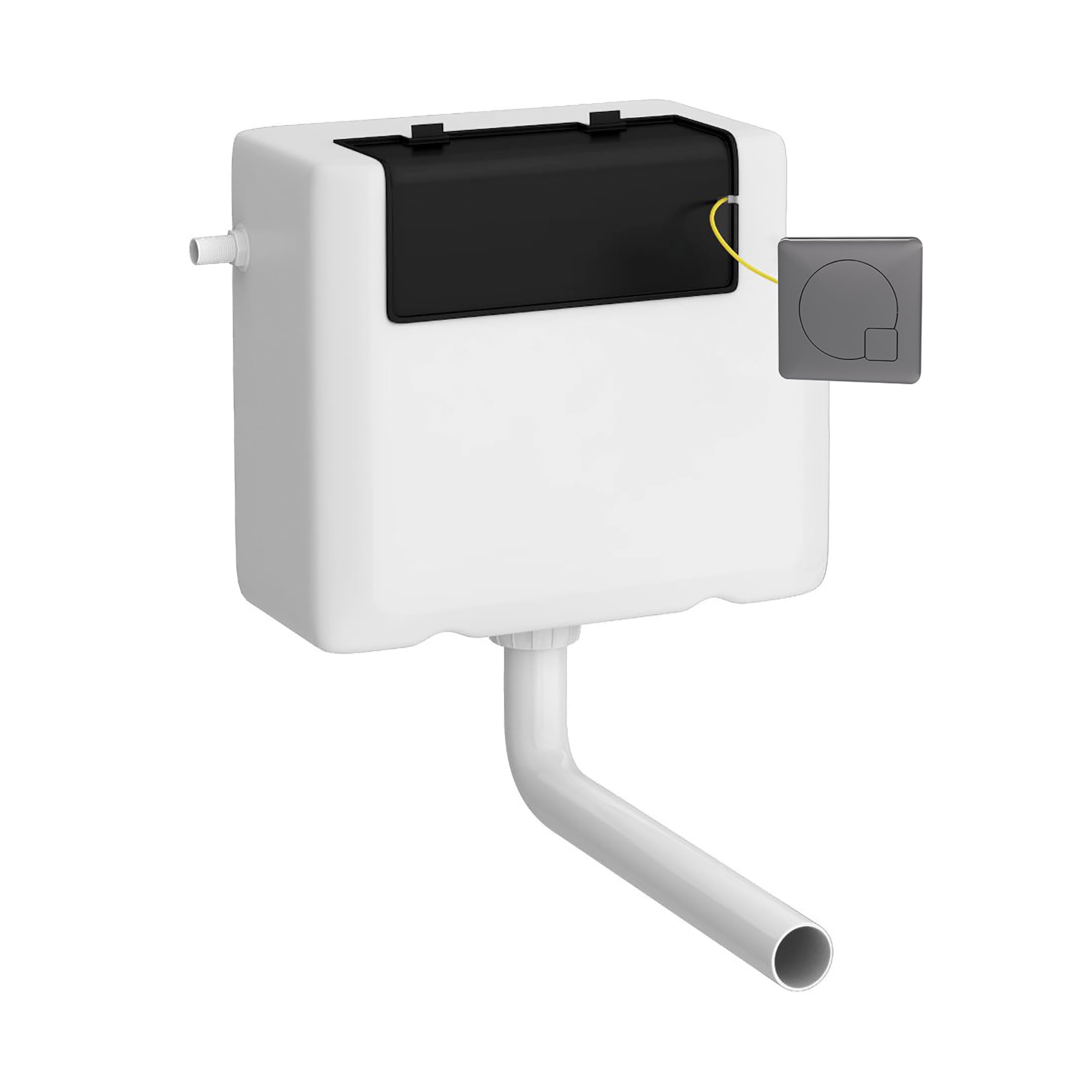 Balterley Brushed Pewter Concealed Cistern With Dual Flush, Water Saving Side Inlet Concealed Toilet Cistern & Square Flush Plate For Back To Wall & Wall Hung Toilets - 340X142x296mm (Brushed Pewter/White)