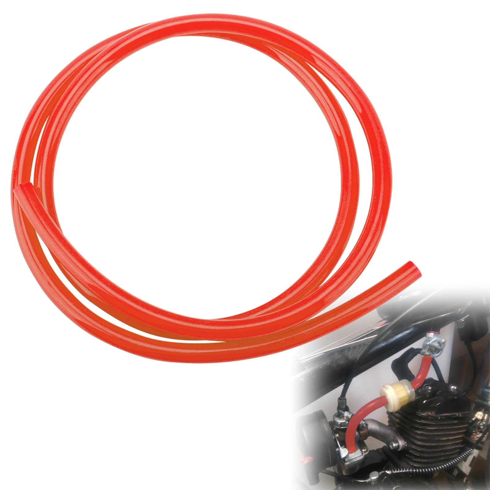 Colorful Fuel Line Hose Tube,ID 5mm x OD 8mm Flexible Motorcycle Fuel Line Hose for Gas Petrol Water Oil,Anti-corrosion Vacuum Tubing Hoses Replacement for Motorcycle Dirt Pit Bike ATV (Red)