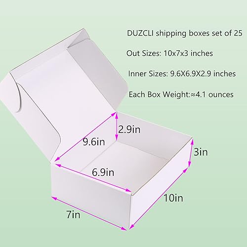 Miniatura 2 de Cajas de envío pequeñas de 10 x 7 x 3 pulgadas (paquete de 25) Cajas de cartón corrugado blancas resistentes para pequeñas empresas, comercio