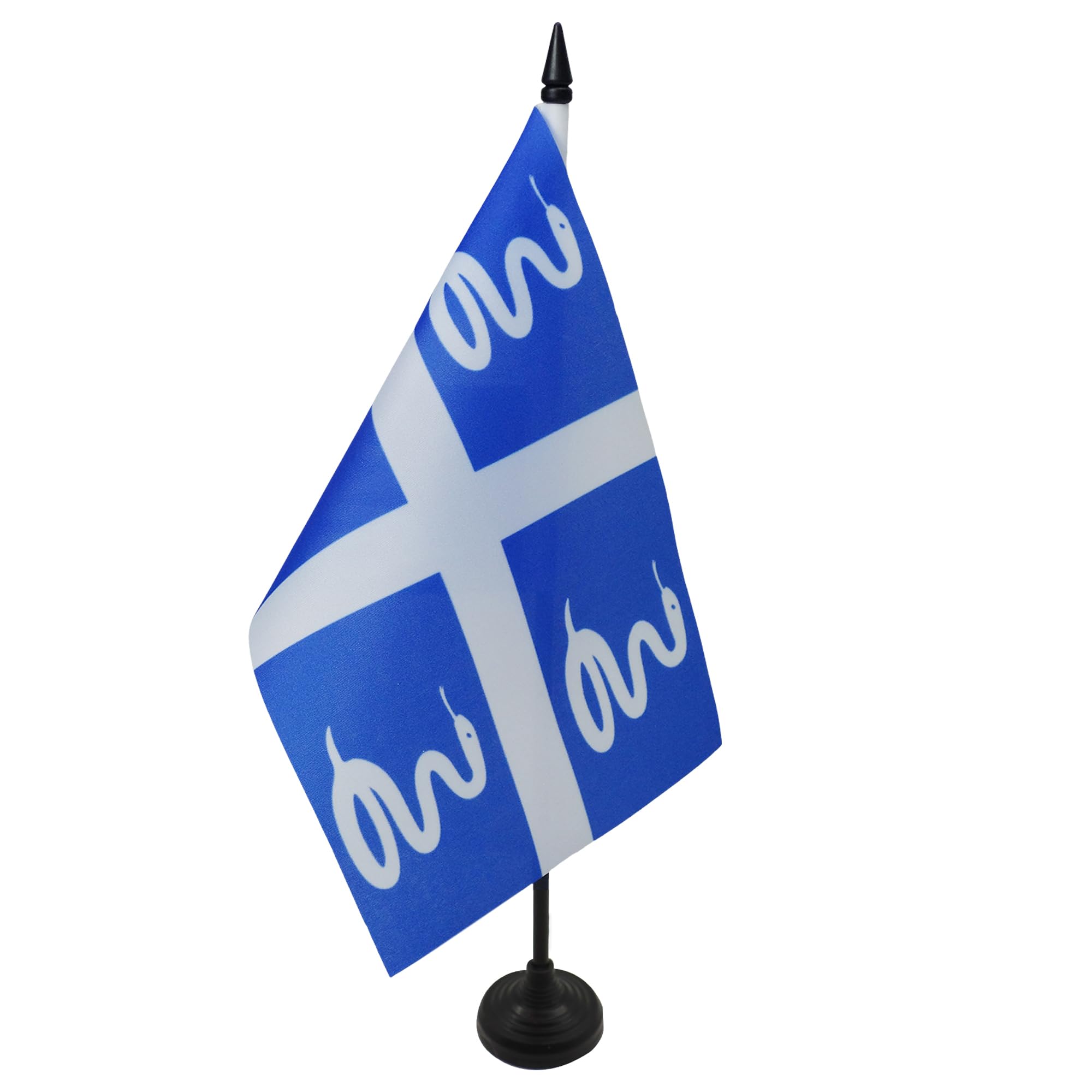 AZ FLAG Tischflagge Département Manche – 21x14 Cm, Mit Schwarzem Fuß & Mast, 100D Polyester
