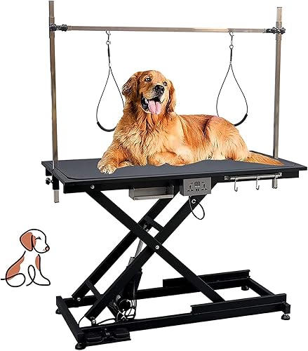 Mesa eléctrica de aseo para mascotas Super Deluxe de 50 pulgadas, resistente profesional para perros grandes con brazo superior, motor potente de