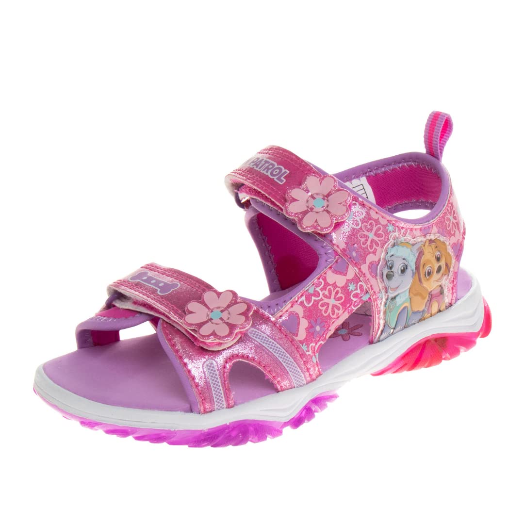 Nickelodeon Girls Paw Patrol Light Up Shoes- Summer Sandals- kids water shoes - Skye Everest Beach Adjustable Strap Closed Open Toe Outdoor Sport hero Character Lights (Toddler/Little Kid)