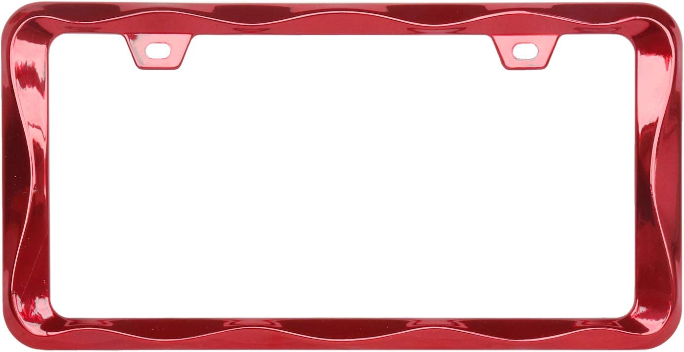 3D Curly Wave Pattern License Plate Holder Shining Red License Plate Frame from Pure Zinc Alloy Metal Perfect Plate Holder