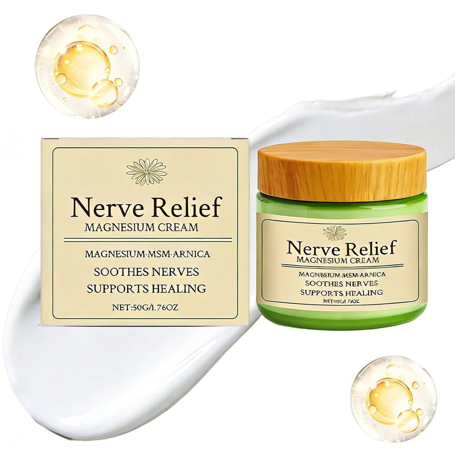 Total Relief Magnesium Cream - Nerve Relief Magnesium Cream with MSM & Arnica,Total ReliefCream for Muscle Relaxation, Soothes Nerves & Daily Soothing Support, Deep Hydration,50g/1.76oz - 1