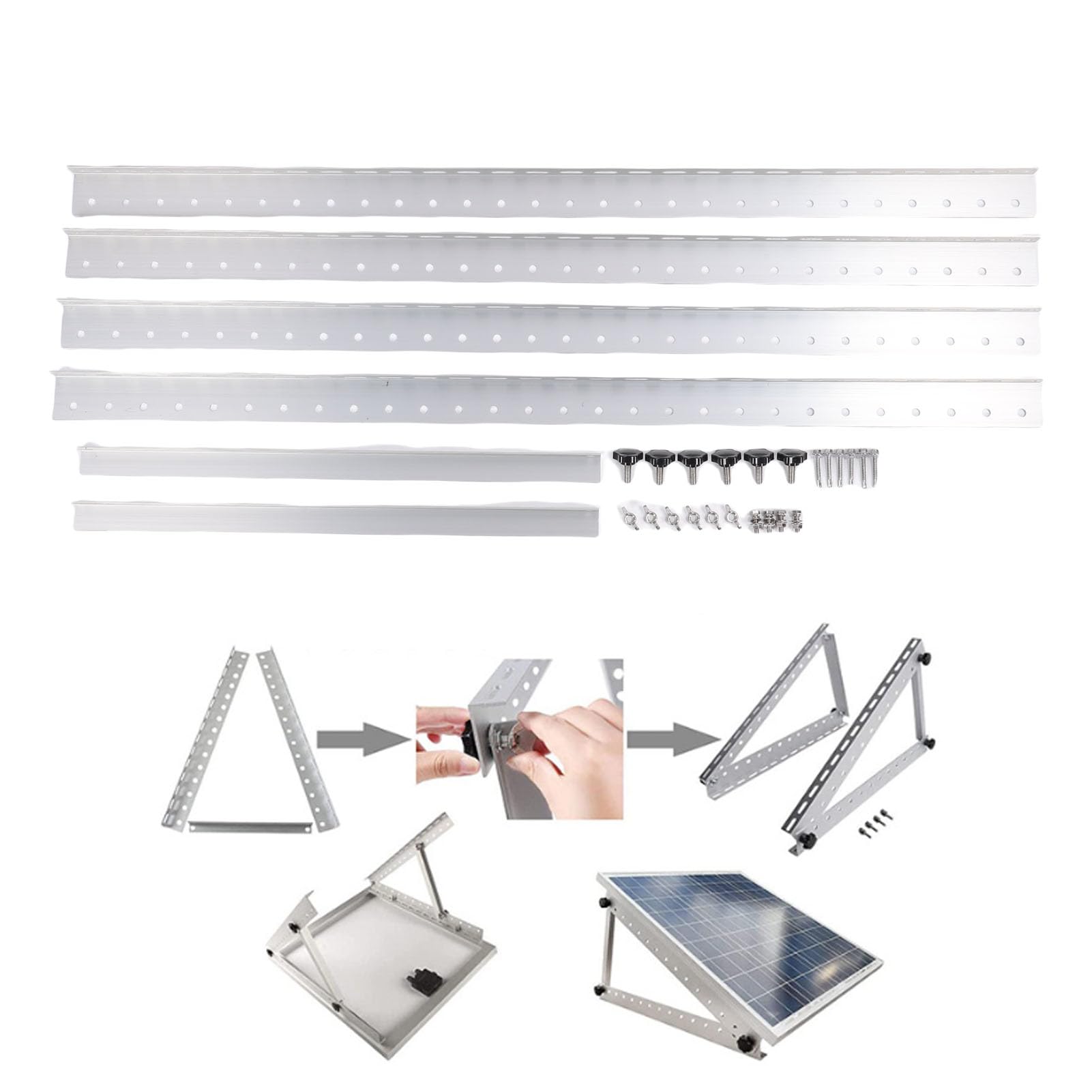 Sorandy 41-calowy Wspornik do Montażu Panelu Słonecznego, Regulowany Stojak z możliwością Odchylenia, Wsporniki ze Stopu Aluminium ze Składanymi Uchylnymi Nogami, Idealny do Paneli Dachowych łodzi