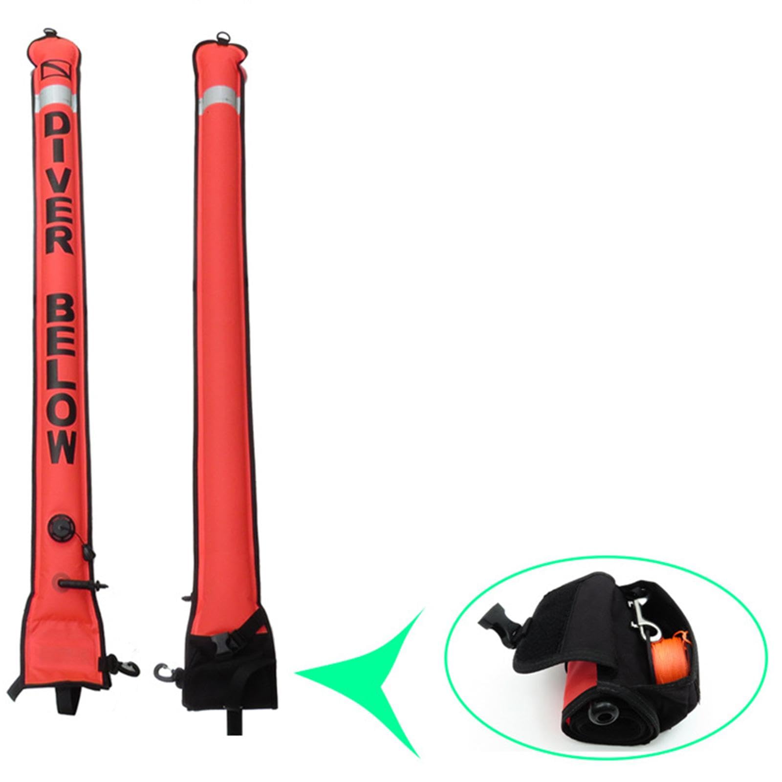 Fenteer 3 Pièces Bouée de Signalisation de Surface Parachute de Palier Tube Saucisse et Moulinet en Nylon Haute Visibilité Appropriée pour La Sécurité des Plo