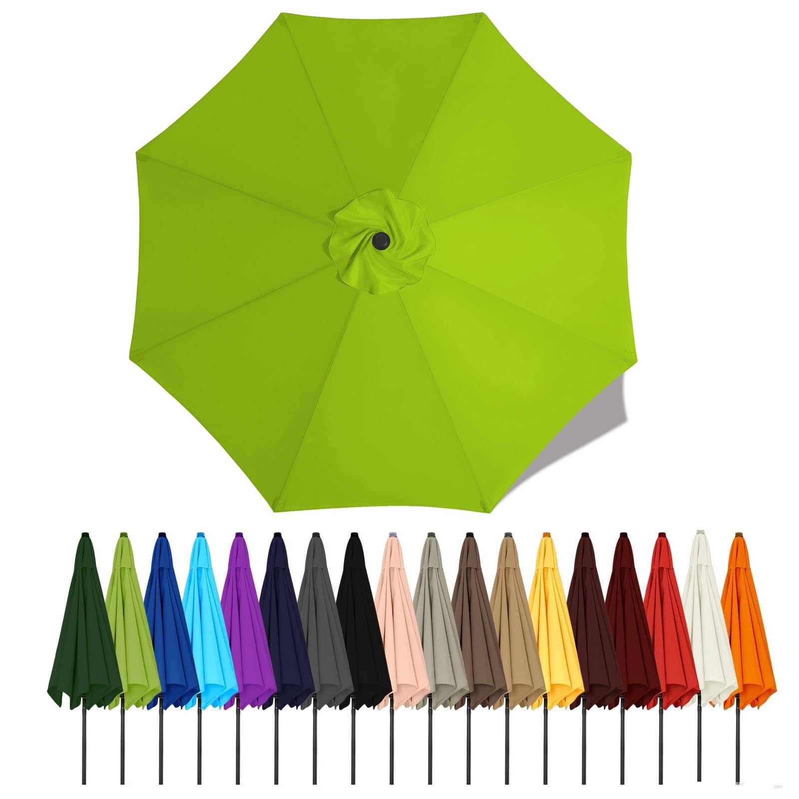 Umbrella Canopy Replacement Outdoor 6/8 Rib 6FT 7FT 8FT 9FT 10 FT 11FT, Market Patio Table Cover For Backyard Garden Courtyard Swimming Pool Lawn, Market Umbrella Top(Light green,2.7m - 6Ribs)
