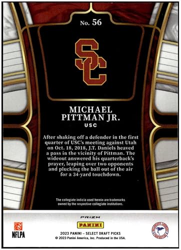 Miniatura 2 de MICHAEL PITTMAN JR. 2023 Panini Select Draft Picks Silver Prizm #56 NM+-MT+ NFL Football Concourse