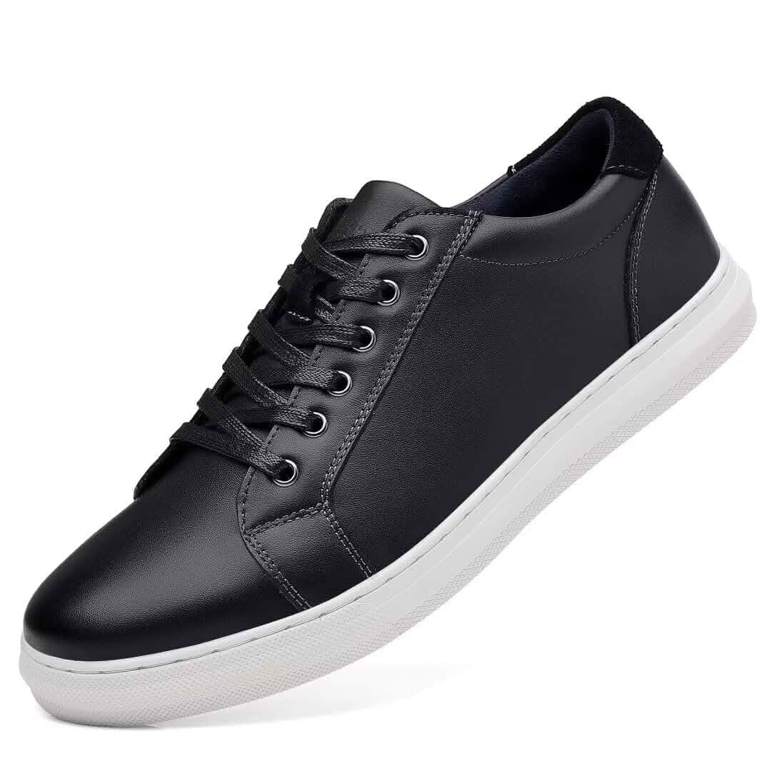 Arkbird Casual Sneakers, Breathable Lace-Up Leather Walking Shoes Comfortable Fashion Sneakers for Men Daily Work