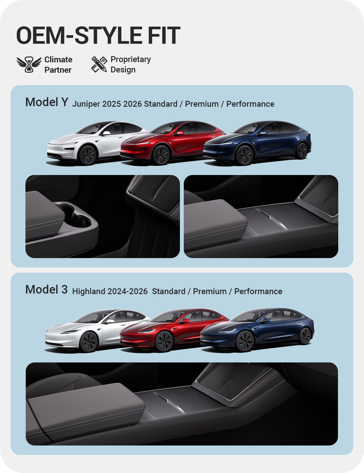 BASENOR Organizzatore Consola Centrale per Tesla Model Y Juniper 2025-2026 & Model 3 Highland 2024-2026 [100% Sicuro] Vassoio Stoccaggio Sotto Schermo, Accessori Interni Tesla