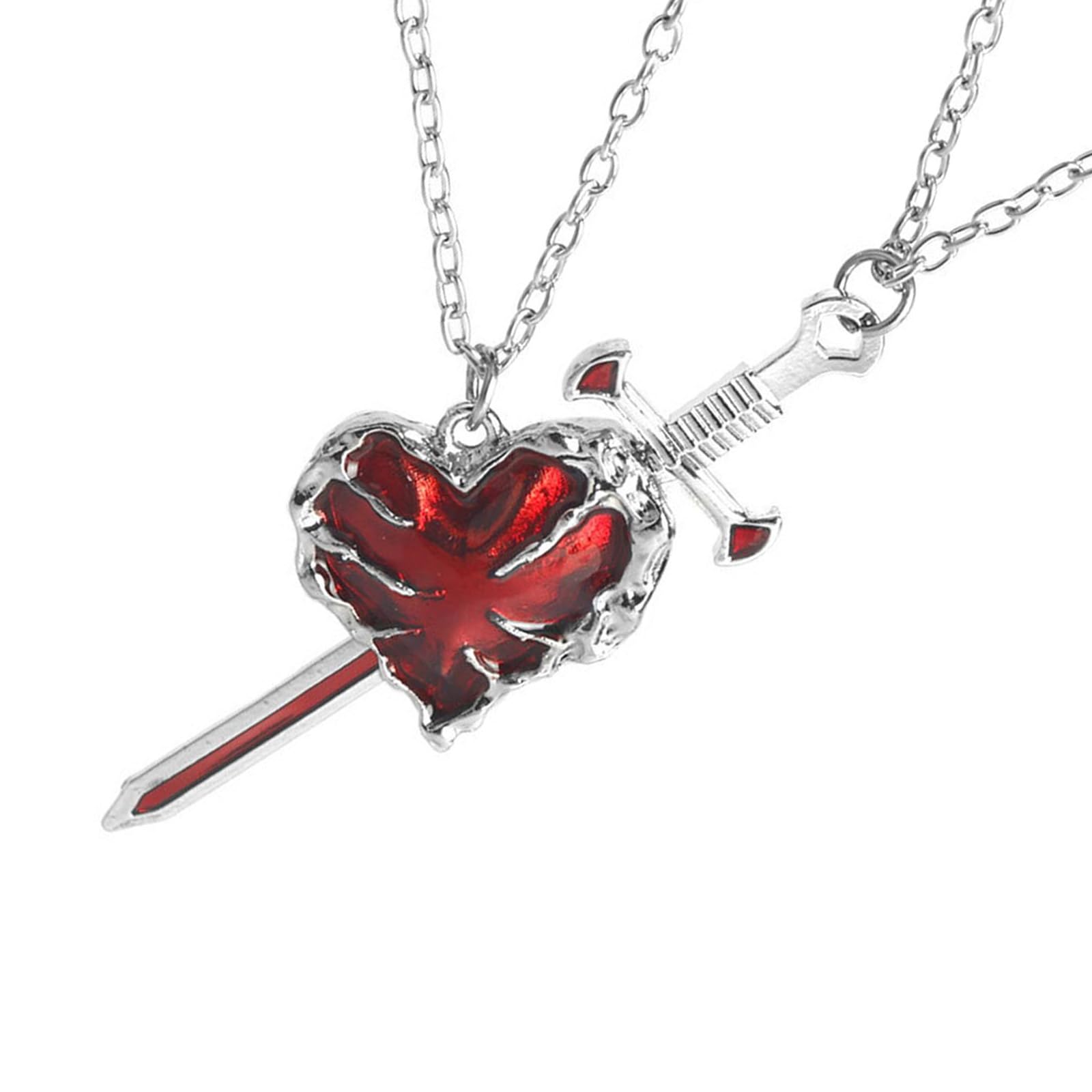Maxtonser Swords Heart Couple Necklace Women Collarbone Chain for Anniversaries and Dates Stylish Daily Wear Neckchain Accessory