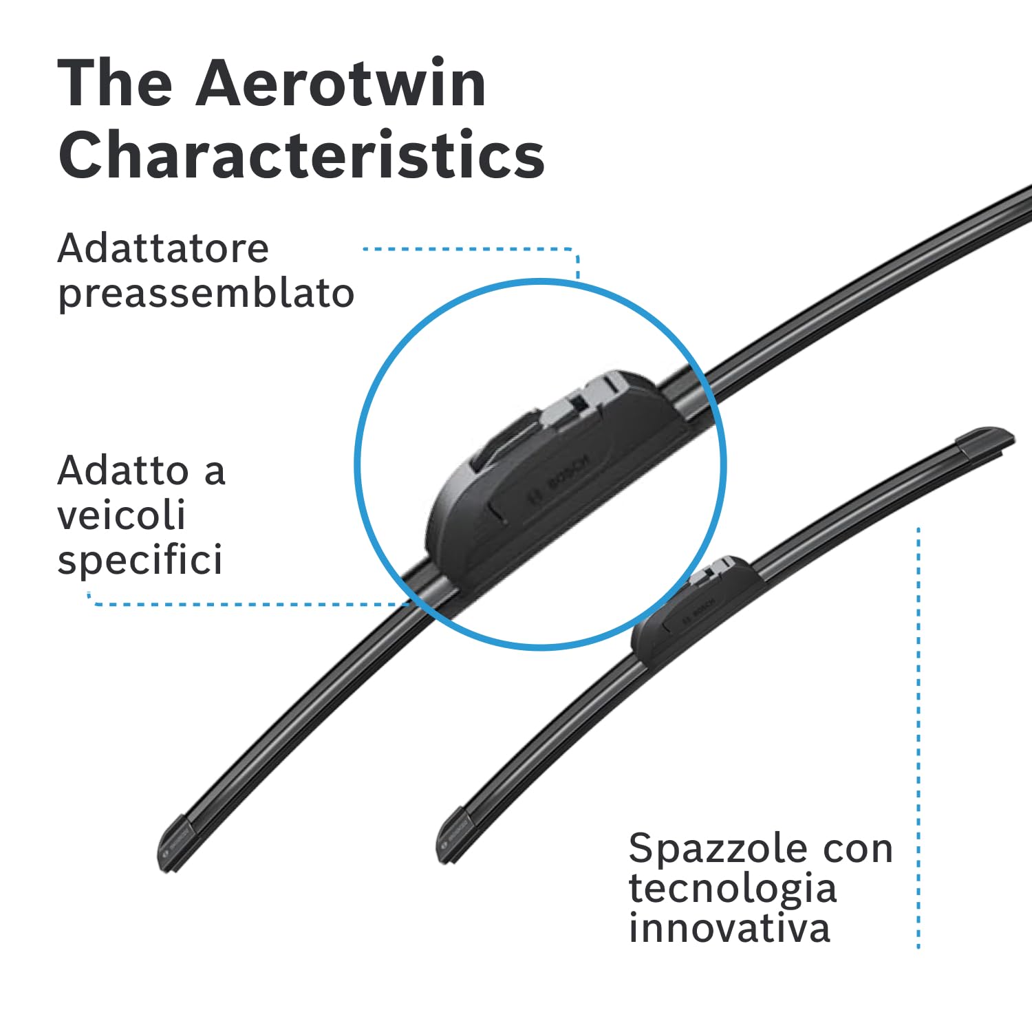 Bosch Aerotwin Aerotwin eAR 653 S Tergicristalli Anteriori, Set di 2 Tergicristalli di Ricambio, con Adattatore Preassemblato, 650 mm / 400 mm - Confezione Salvaspazio