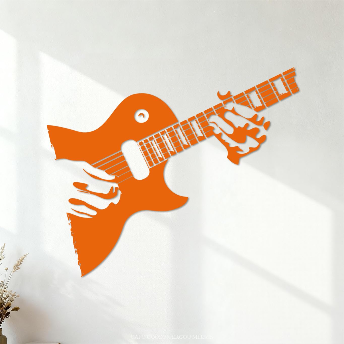 Vinyl Wall Decals Guitar Music Rock Star 34x40.9cm Art Mural Painting Orange — image 1