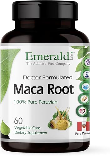 Emerald Labs Raíz de maca - Suplemento diario con raíz de maca peruana 100% pura para la salud endocrina de hombres y mujeres - Sin gluten, vegano,
