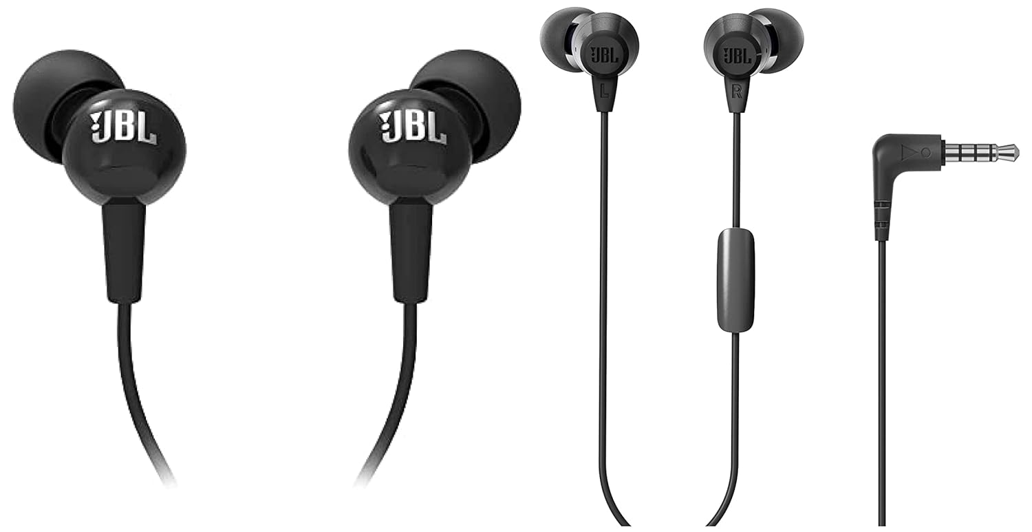 JBL C100SI Wired in Ear Headphones with Mic, Pure Bass Sound, One