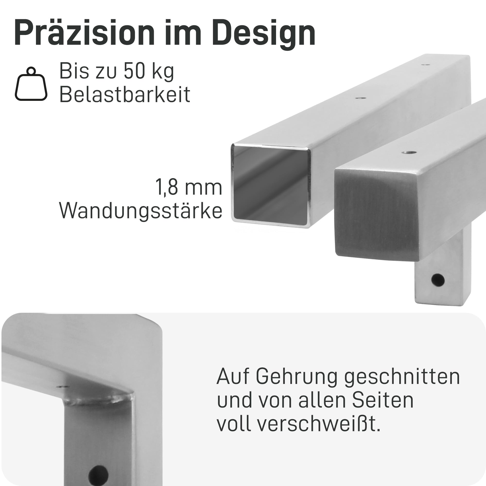 Natural Goods Berlin 2X Konsole Winkel | Waschtisch-Konsole Stabil | Einfache Wand-Montage | Regal-Halter aus Edel-Stahl | Schwerlast-Winkel für Waschbecken & Regal | 400mm