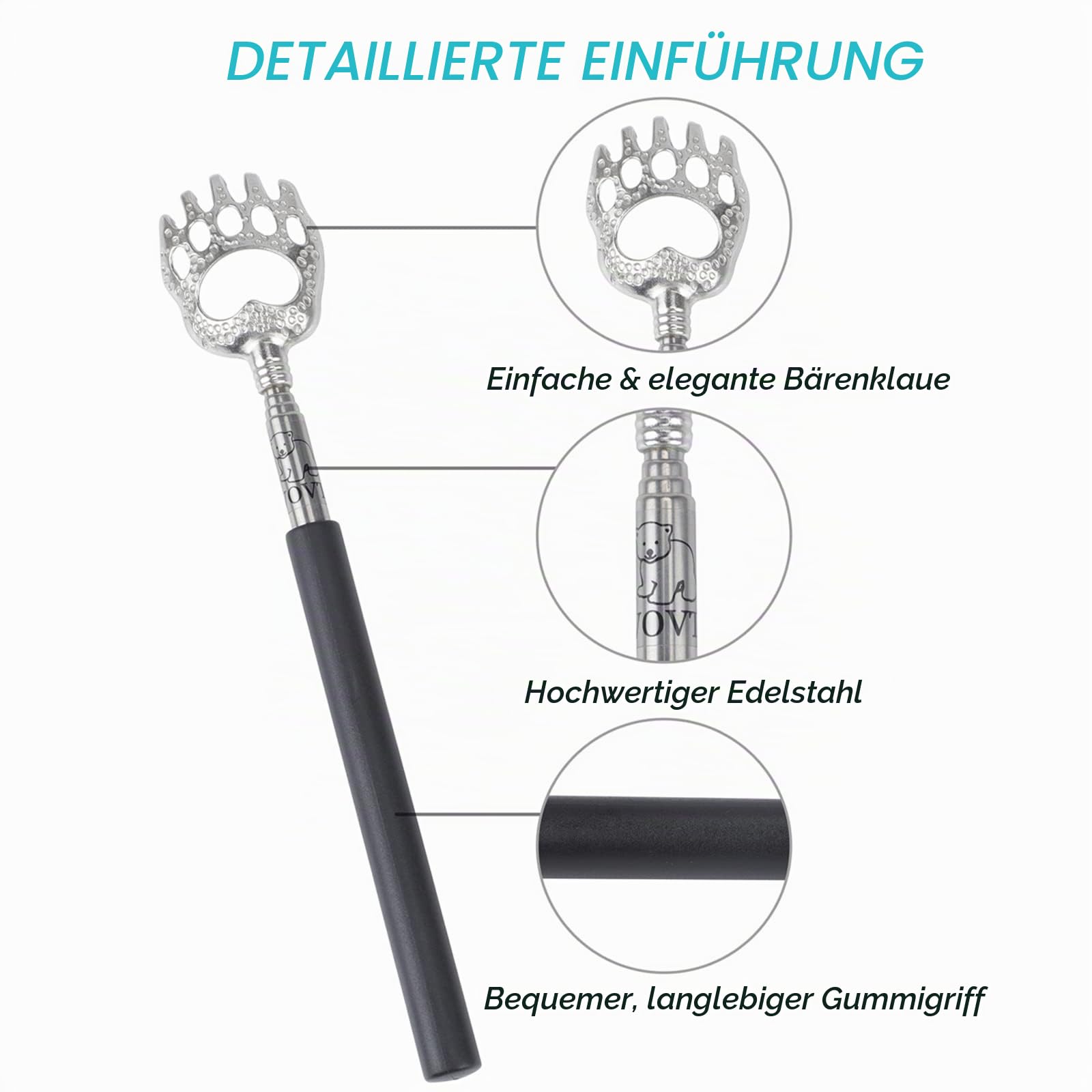 WOVTE Bear Claw Ausziehbarer Rückenkratzer für Männer und Frauen, Strumpffüller für Erwachsene, Männer, Muttertag, Vatertag, Geburtstag, Weihnachten, Geschenke für Männer, Frauen, Mutter, Vater